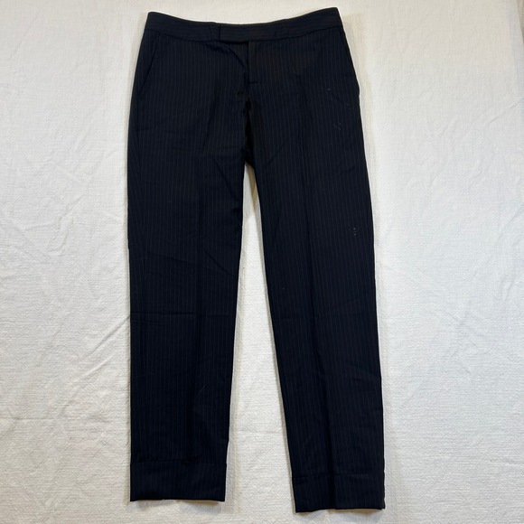 Banana Republic Pants - Womens Banana Republic Martin Fit Pants Black Pinstripe Cuffed Dress‎ Size 6